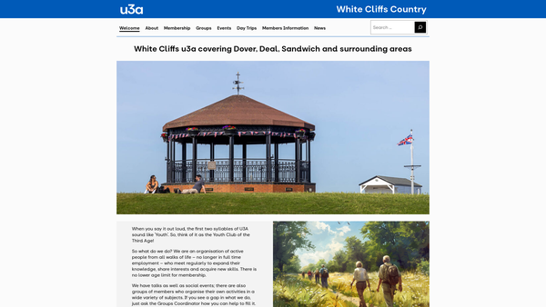 Screenshot of the The White Cliffs Country U3A website