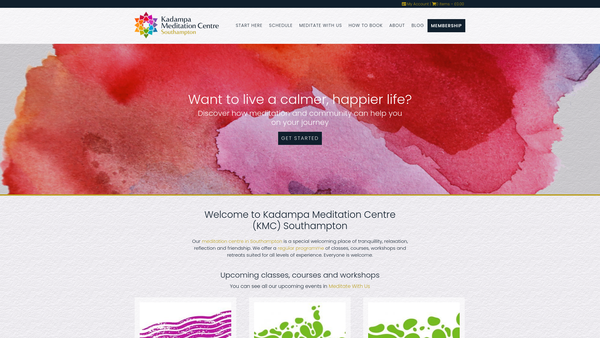 Screenshot of the Kadampa Meditation Centre (Kmc) Southampton website