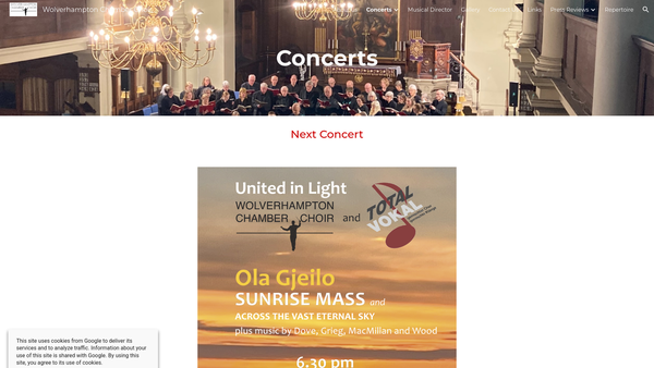 Screenshot of the Wolverhampton Chamber Choir website