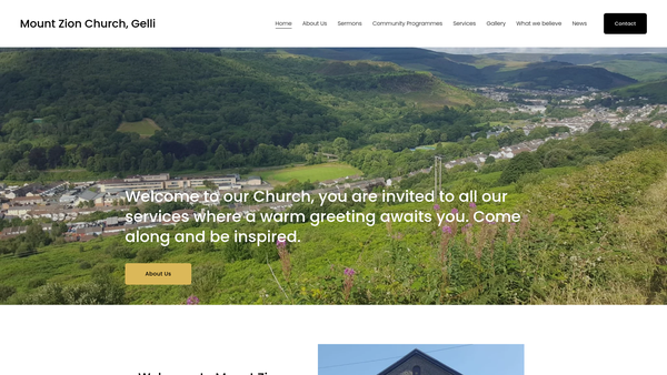 Screenshot of the Mount Zion Pentecostal Church website
