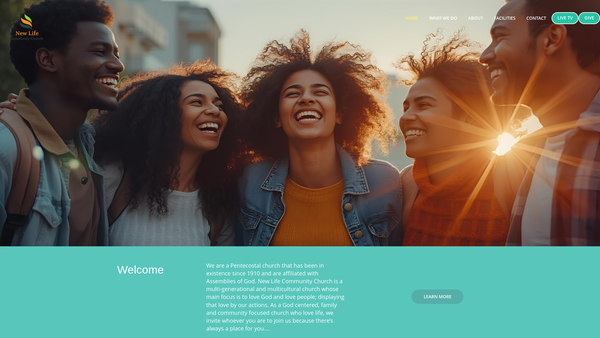 Screenshot of the New Life Christian Church (Western Valley )In Fellowship With Assemblies Of God website