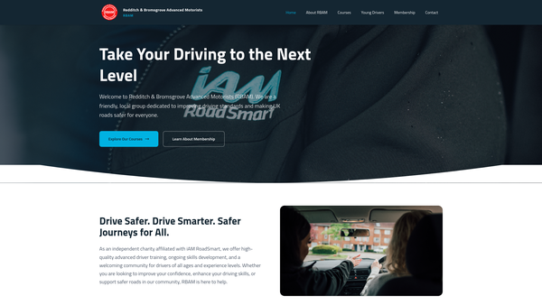 Screenshot of the Redditch And Bromsgrove Advanced Motorists website