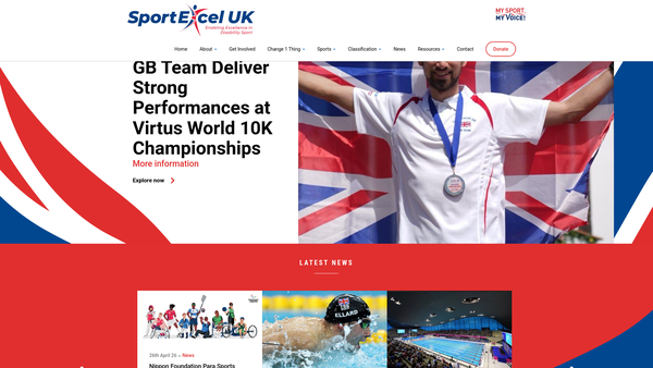 Screenshot of the United Kingdom Sports Association For People With Learning Disability website