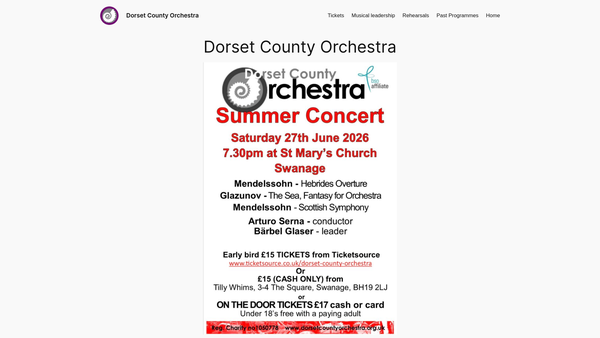 Screenshot of the Dorset County Orchestra website