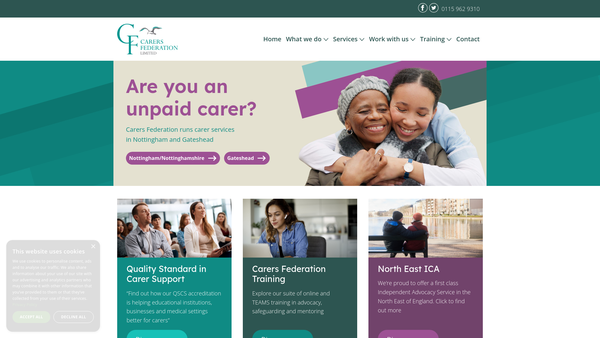 Screenshot of the Carers Federation Ltd website