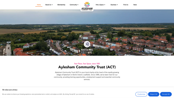 Screenshot of the Aylesham Community Trust website