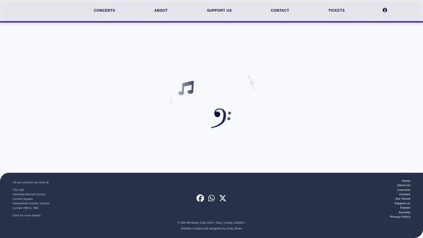 Screenshot of the Mill Hill Music Club website