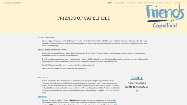 Screenshot of the Friends Of Capelfield Surgery website