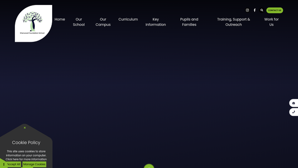 Screenshot of the Sherwood Foundation Charity website