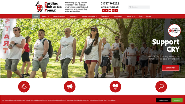 Screenshot of the Cardiac Risk In The Young website