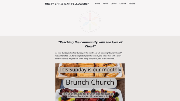 Screenshot of the Unity Christian Fellowship website