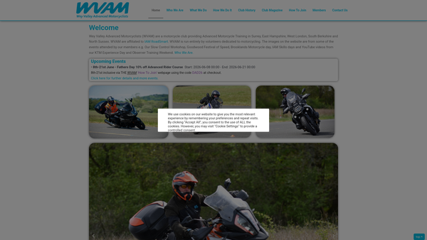 Screenshot of the Wey Valley Advanced Motorcyclists website