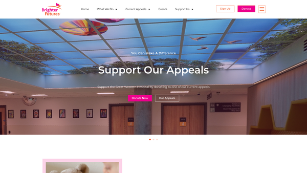 Screenshot of the Great Western Hospital NHS Foundation Trust Charitable Fund And Other Related Charities website