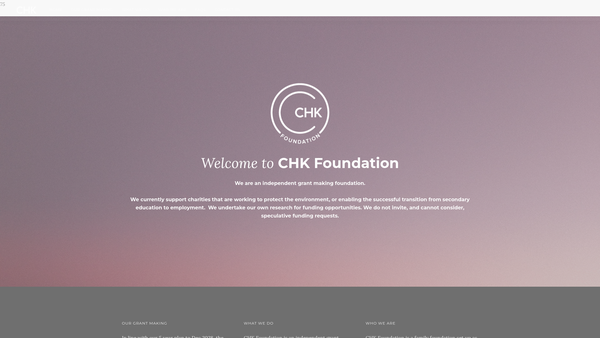 Screenshot of the CHK Foundation website