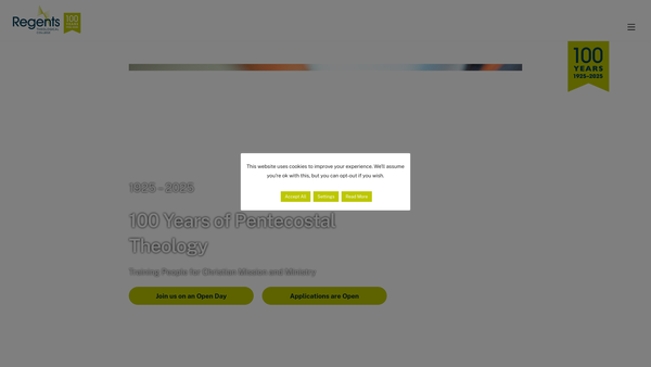 Screenshot of the The Donald Gee Centre For Pentecostal And Charismatic Research website