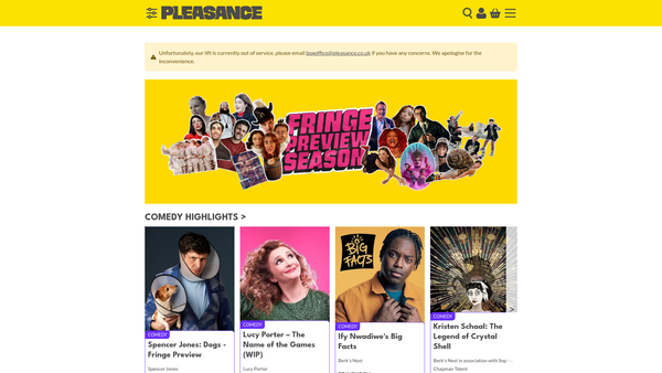 Screenshot of the The Pleasance Theatre Trust website