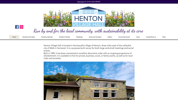 Screenshot of the Henton Village Hall website