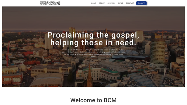 Screenshot of the Birmingham City Mission website