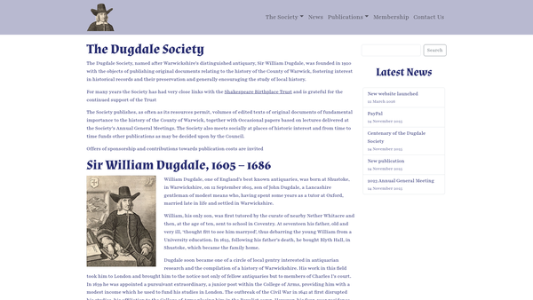 Screenshot of the The Dugdale Society website