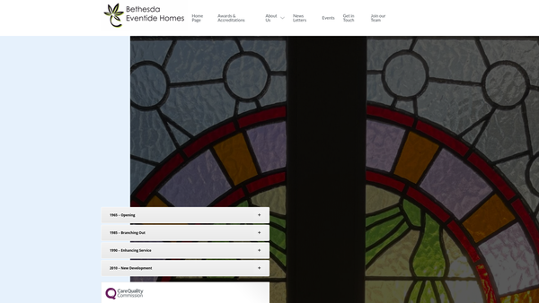 Screenshot of the Bethesda Eventide Homes Ipswich website