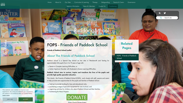Screenshot of the The Friends Of Paddock School website