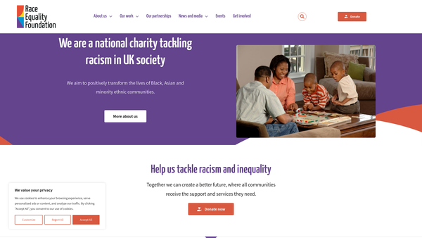 Screenshot of the Race Equality Foundation website