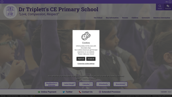 Screenshot of the Dr. Triplett's C.E. Primary School Fund website