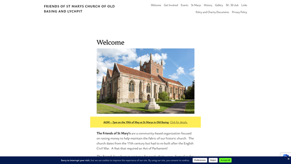 Screenshot of the The Friends Of The Parish Church Of St. Mary's Old Basing website
