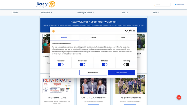 Screenshot of the Rotary Club Of Hungerford Trust Fund website