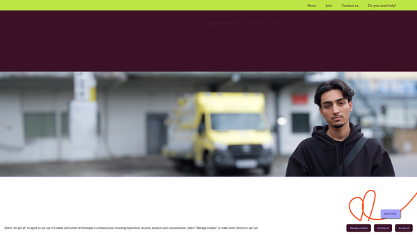 Screenshot of the Redthread Youth Limited website