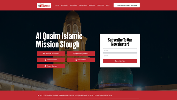 Screenshot of the Al-Quaim Islamic Mission website