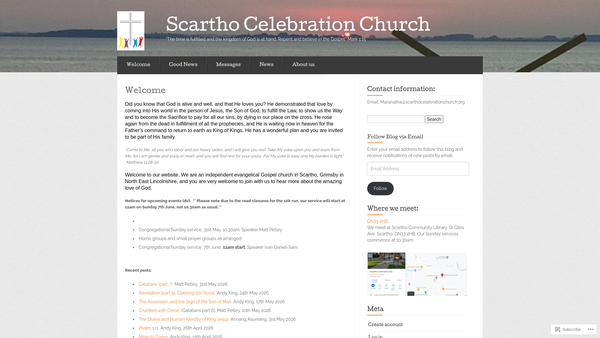 Screenshot of the Scartho Celebration Church website