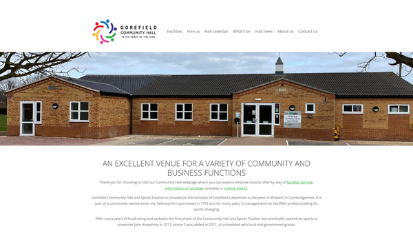 Screenshot of the Gorefield Playing Field Association website