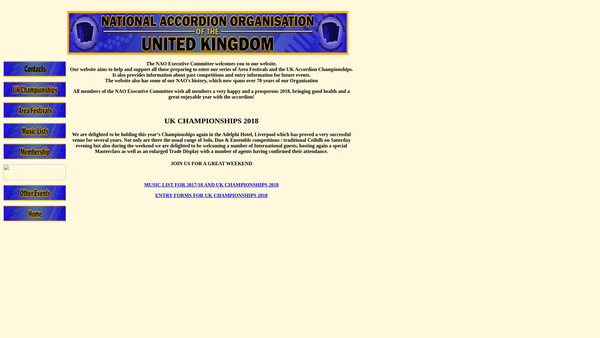 Screenshot of the National Accordion Organisation Of The United Kingdom website