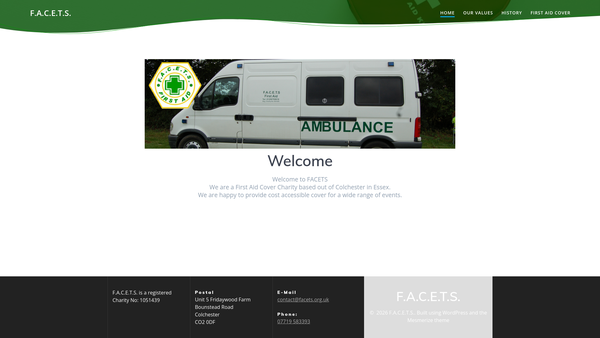 Screenshot of the Facets First Aid website