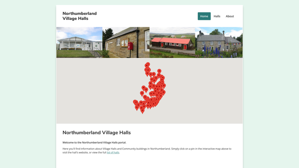 Screenshot of the Barrasford Village Hall website
