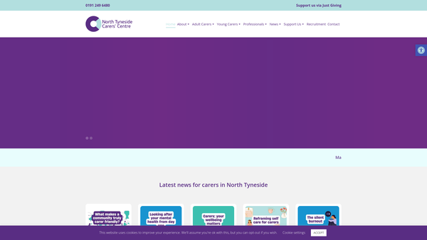 Screenshot of the The North Tyneside Carers Centre website