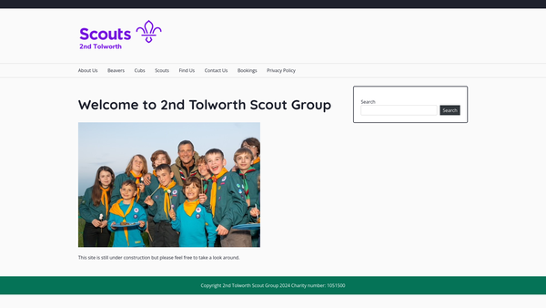 Screenshot of the 2nd Tolworth Scout Group website