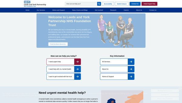 Screenshot of the Leeds & York Partnership NHS Foundation Trust Charitable Fund website