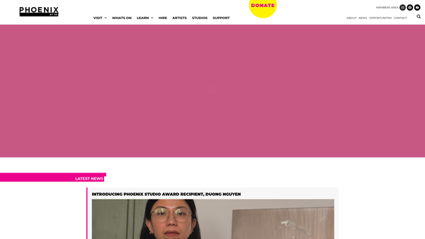 Screenshot of the Phoenix Arts Association Ltd website