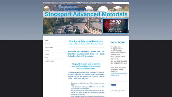 Screenshot of the Stockport Advanced Motorists website