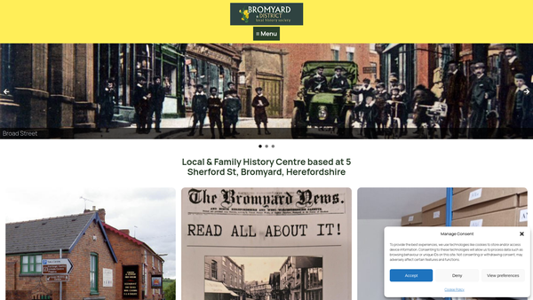 Screenshot of the Bromyard And District Local History Society website