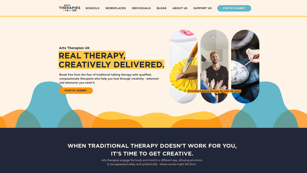 Screenshot of the Birmingham Centre For Arts Therapies website