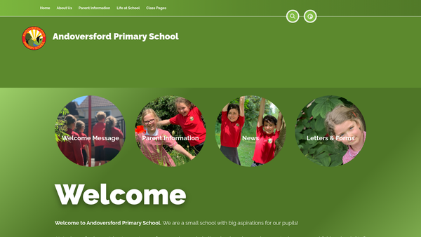Screenshot of the Andoversford Primary School PTA website