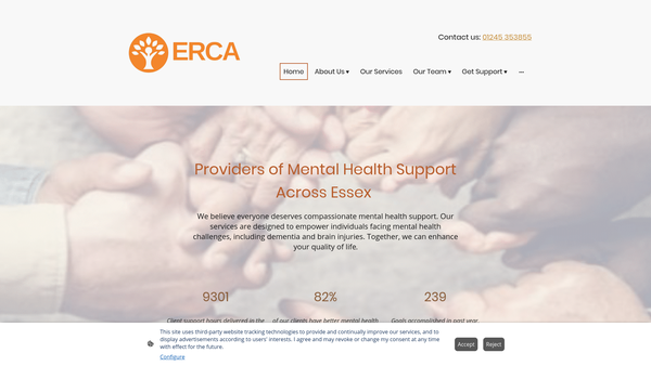 Screenshot of the Essex Respite & Care Association website