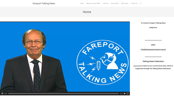 Screenshot of the Fareport Talking News website