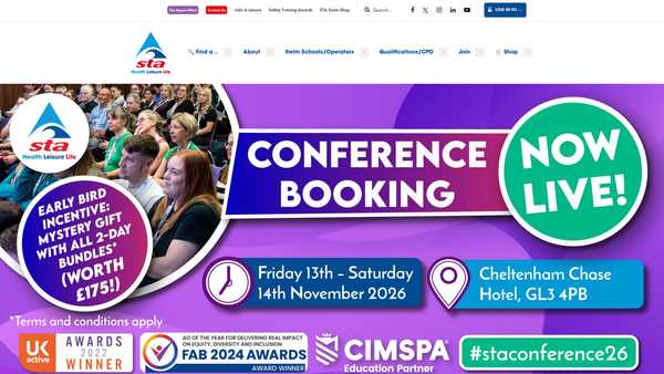 Screenshot of the The Swimming Teachers Association Limited website