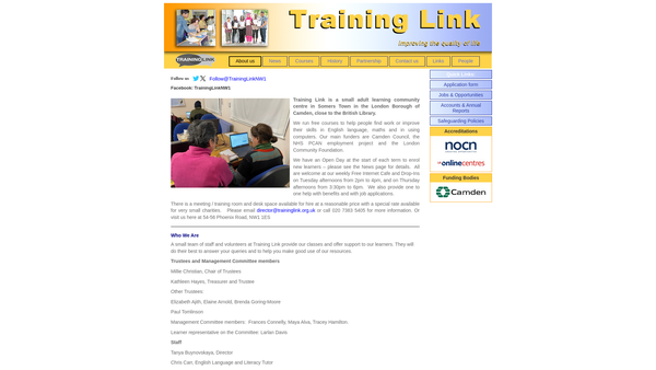 Screenshot of the Training Link website