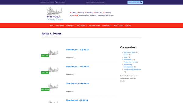 Screenshot of the Brize Norton School Association website