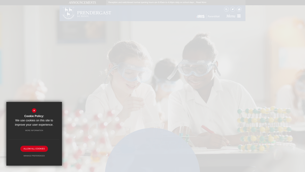 Screenshot of the Friends Of Prendergast School Association website